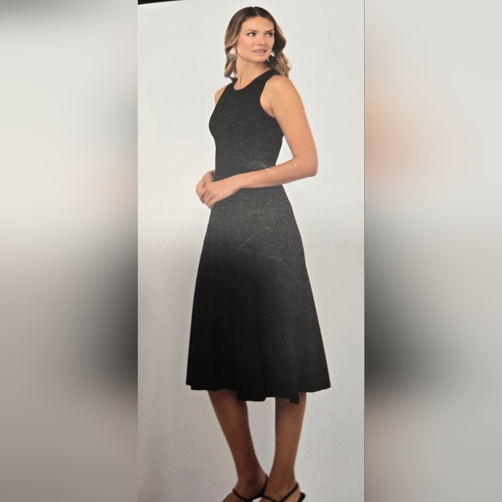 Edited By Remu Bader NWT Pleated Dress Black Stretch Knee Length Dress Size 2X
